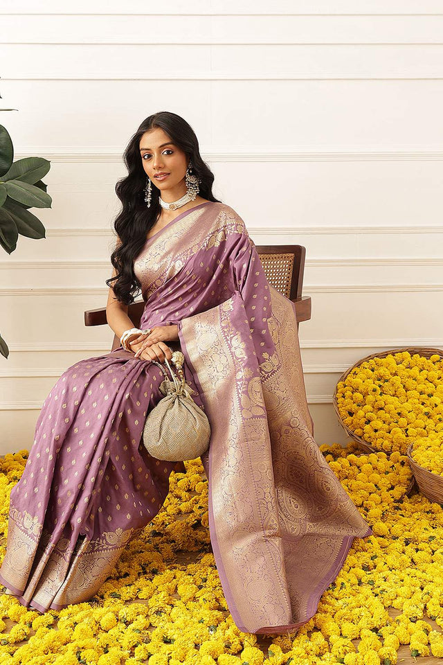 Violet Floral Woven Soft Silk Saree (SZ-NOOR-6-PP-3097)