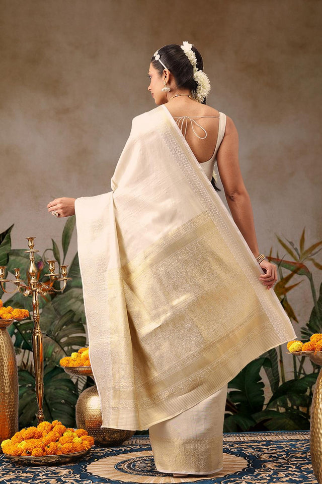 Beige Woven Tissue Saree (SZ-ONAM32-3040)