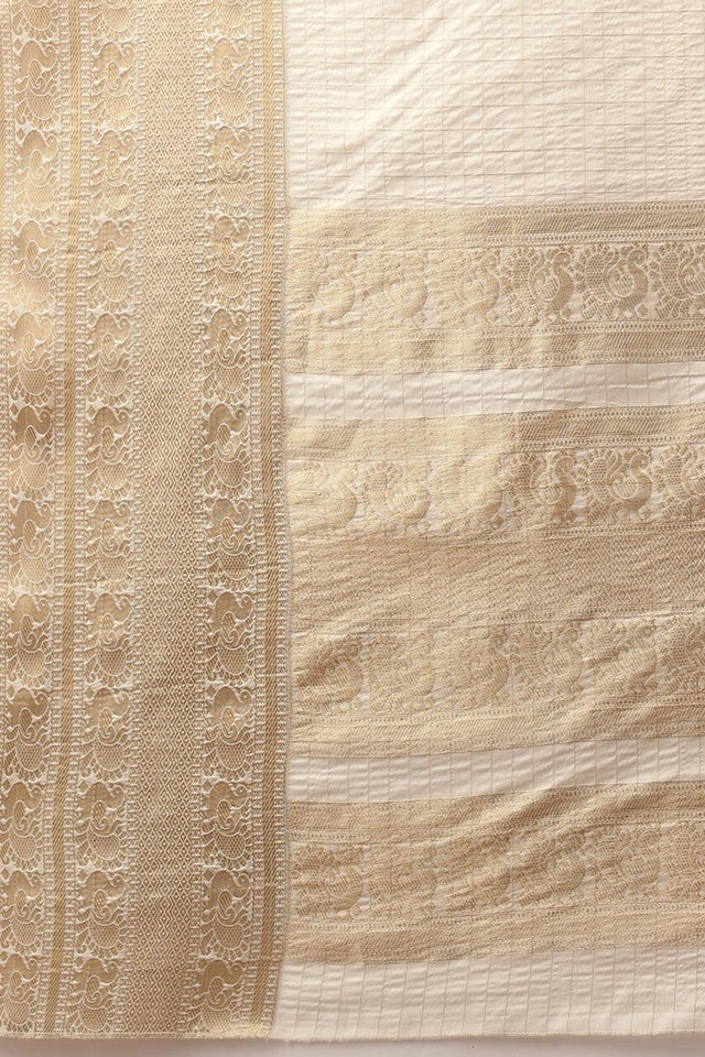 Off White Woven Silk Saree (SZ-ONAM33-3041)