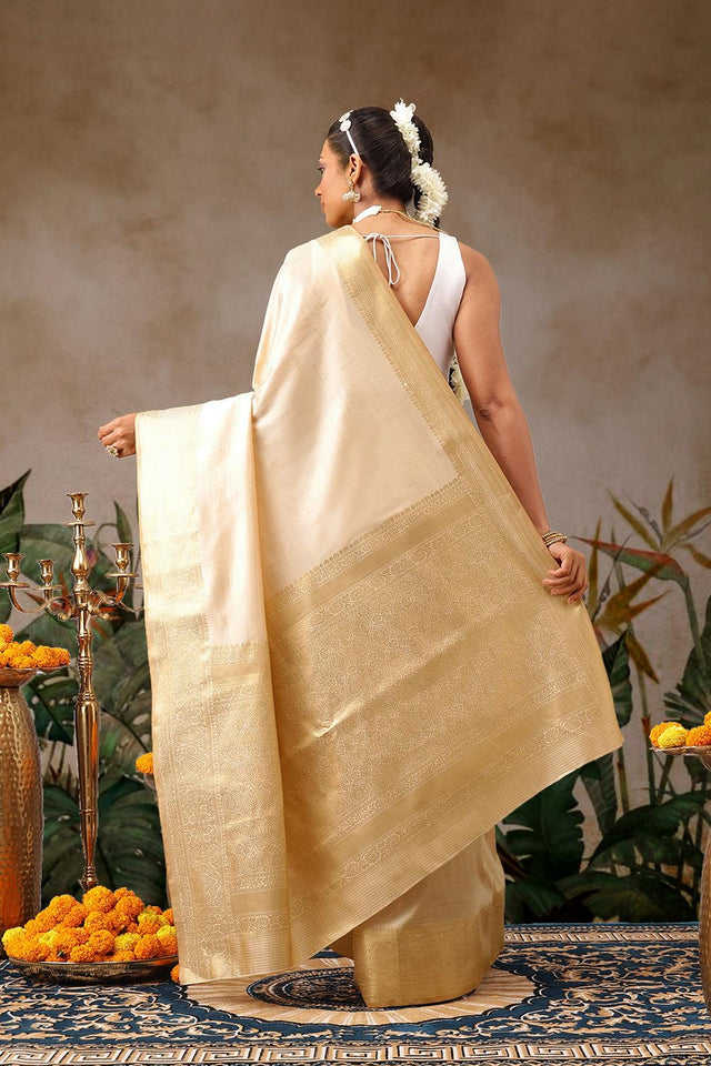 Beige Woven Silk Saree (SZ-ONAM34-3042)