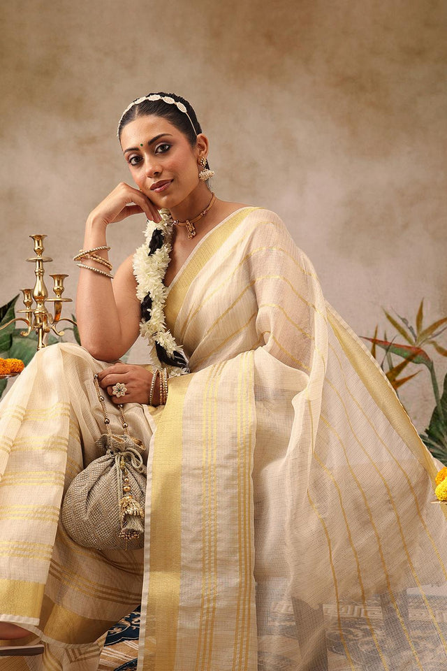 Beige Woven Silk Saree (SZ-ONAM36-3064)