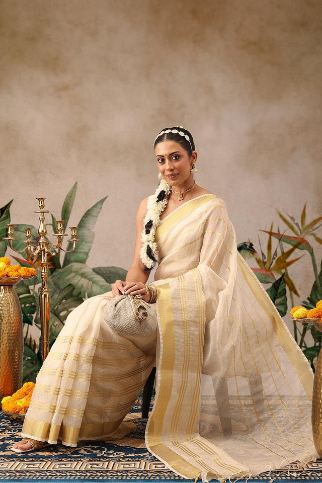 Beige Woven Silk Saree (SZ-ONAM36-3064)