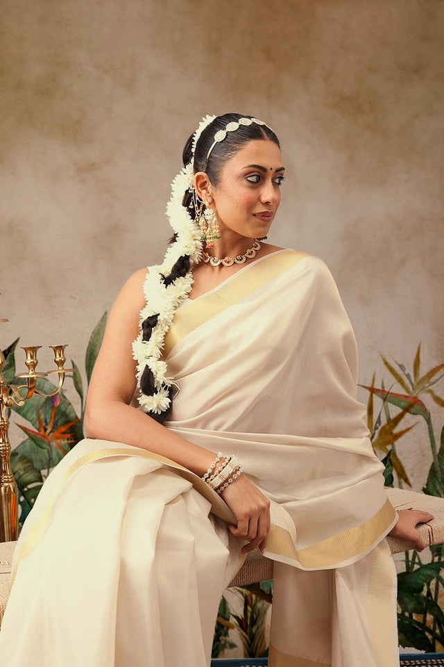 Beige Woven Tissue Saree (SZ-ONAM37-3065)