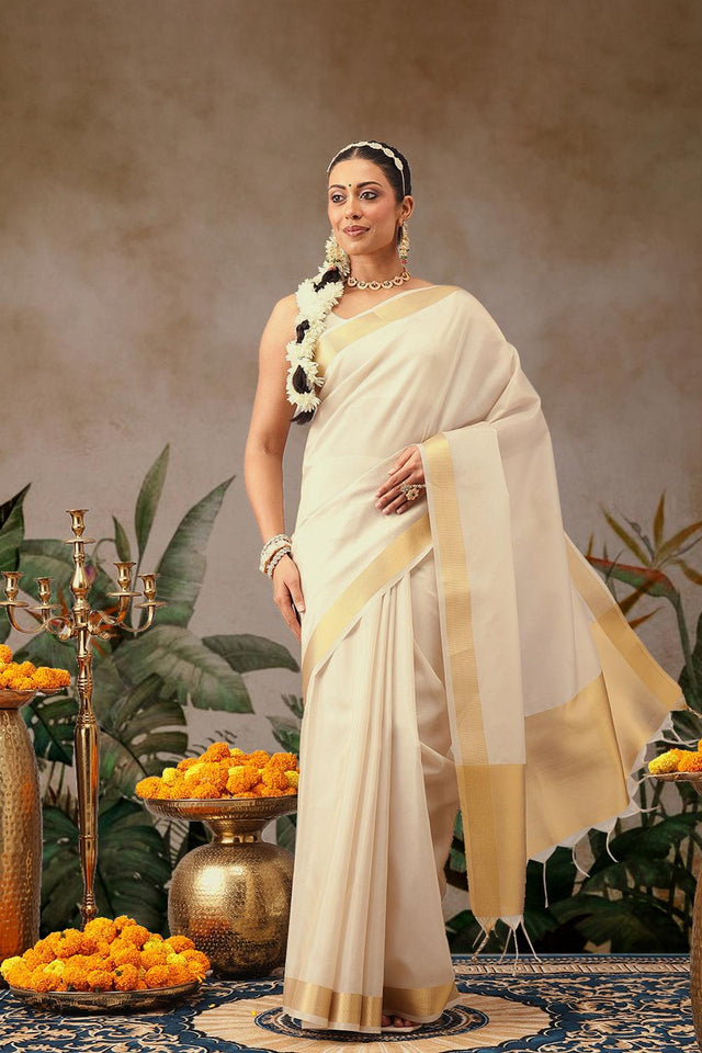 Beige Woven Tissue Saree (SZ-ONAM37-3065)