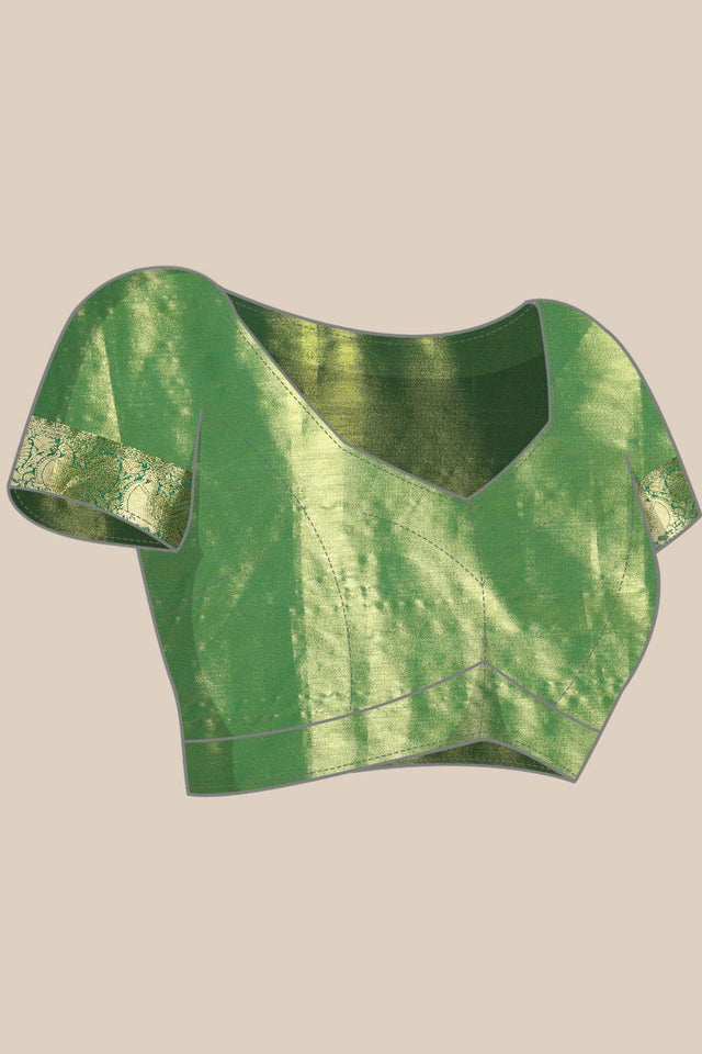 Green Floral Printed Silk Saree