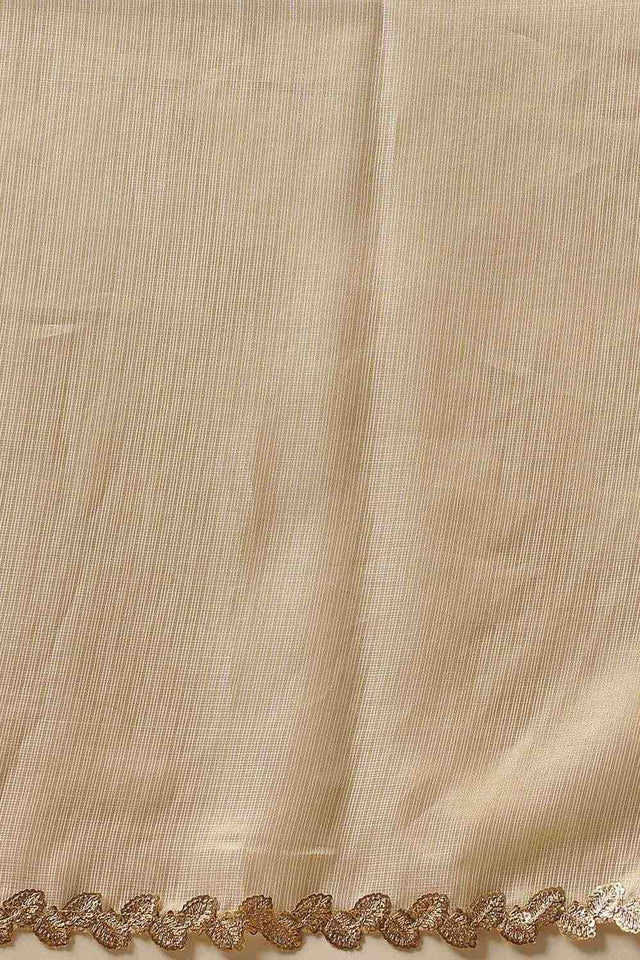 Beige Solid Muga Silk Saree