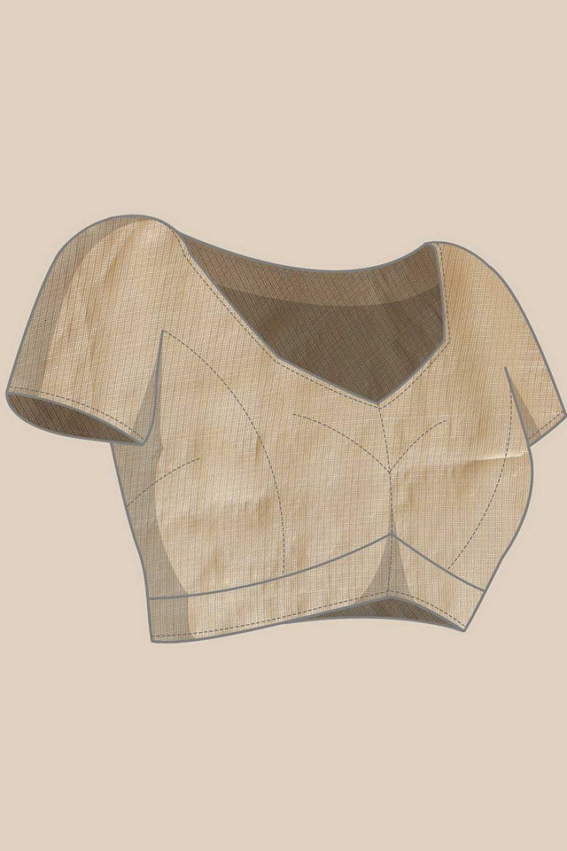 Beige Solid Muga Silk Saree