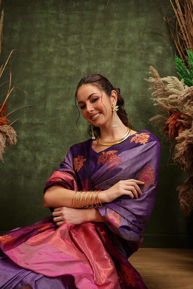 Violet Banarasi Silk Zari Saree (SZ-PARIDHI-LV-2469)