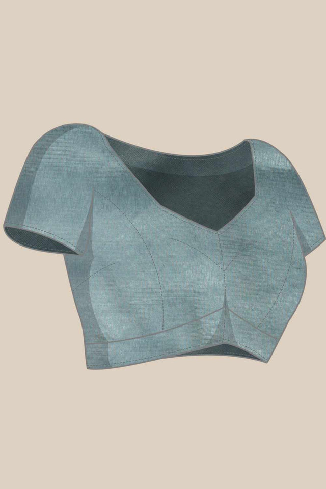 Turquoise Floral Printed Tissue Saree