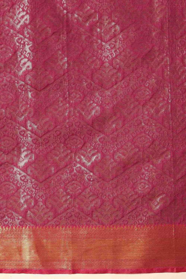 Pink Zari Woven Silk Saree