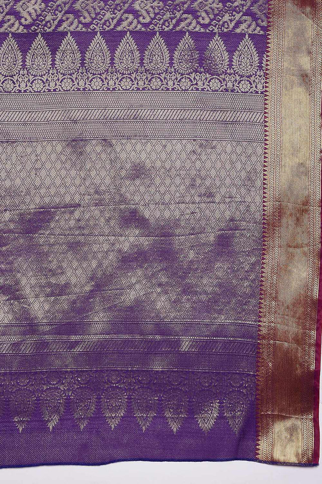 Violet Kanjivaram Silk Zari Saree