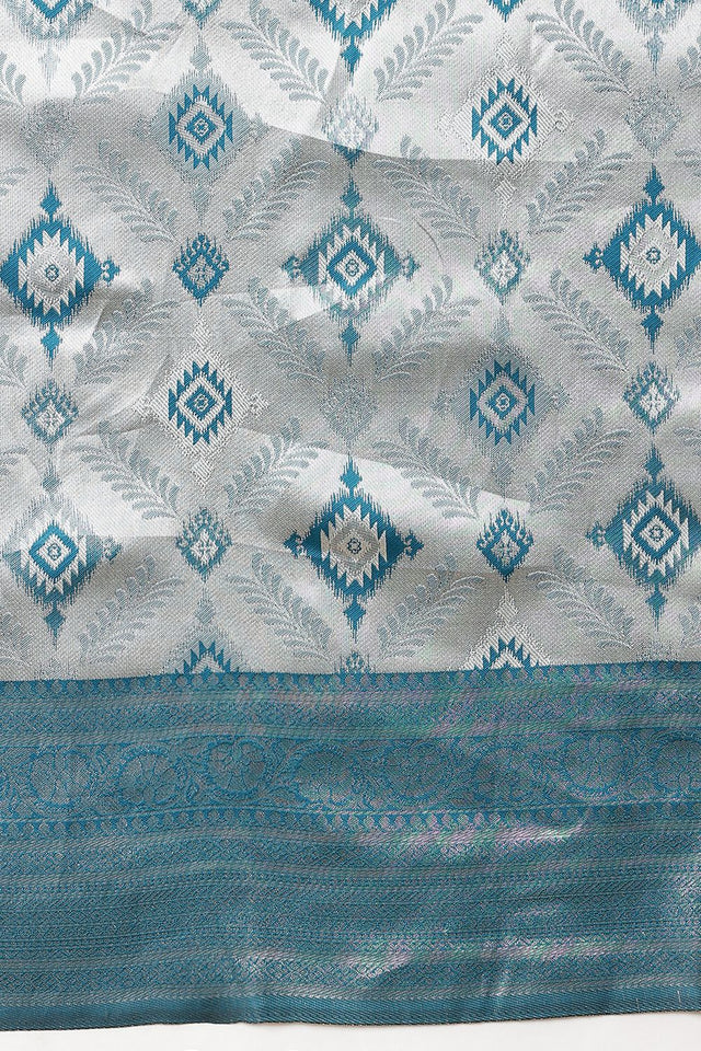 Silver Abstract Woven Banarasi Silk Saree (SZ-WVBS1-TL-3232)