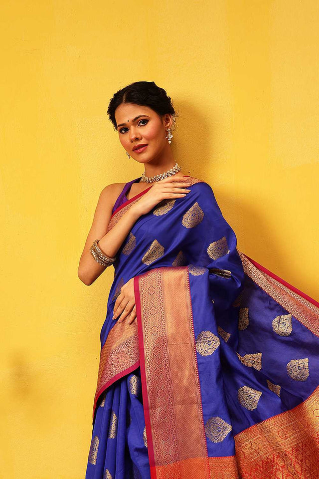 Blue Zari Woven Kanjivaram Silk Saree