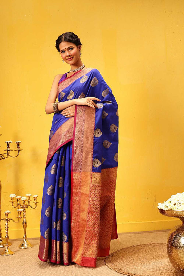 Blue Zari Woven Kanjivaram Silk Saree