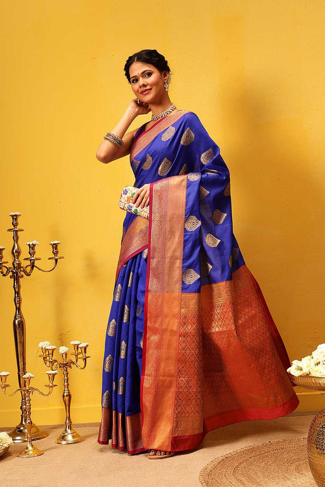 Blue Zari Woven Kanjivaram Silk Saree