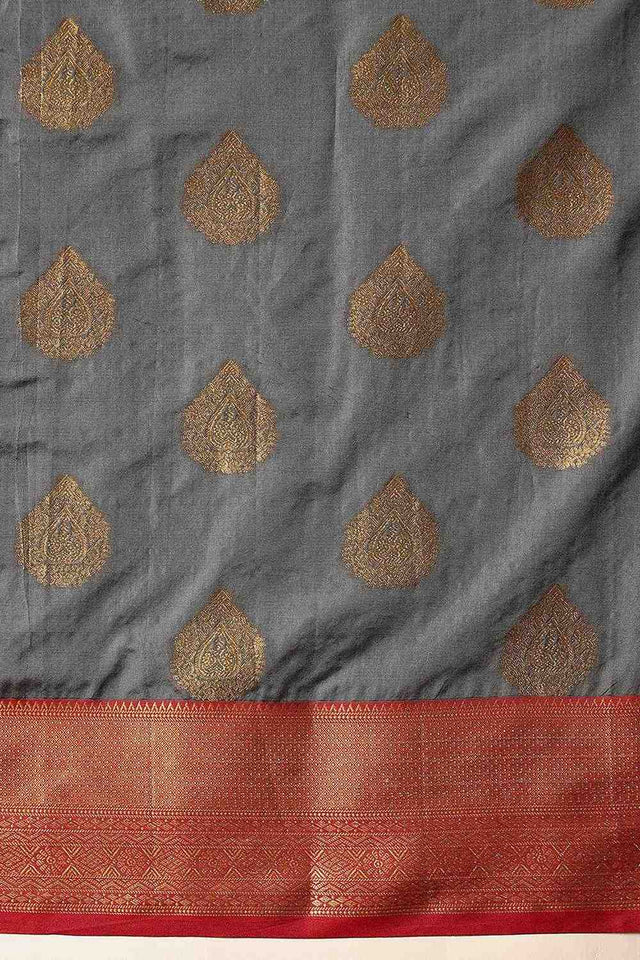 Grey Zari Woven Kanjivaram Silk Saree
