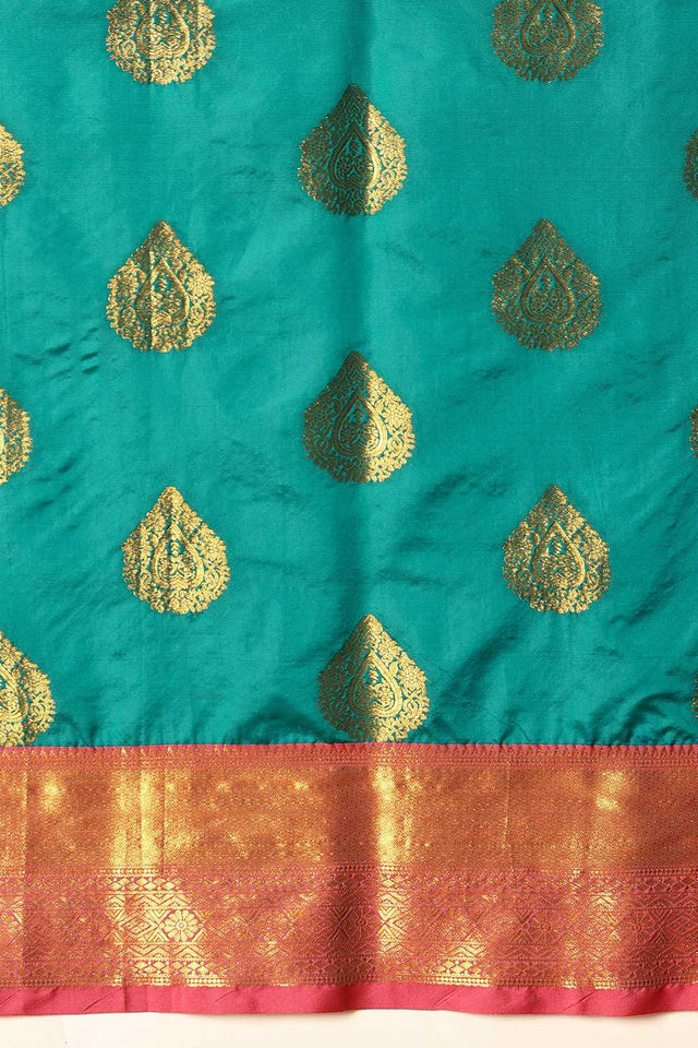 Turquoise Zari Woven Kanjivaram Silk Saree