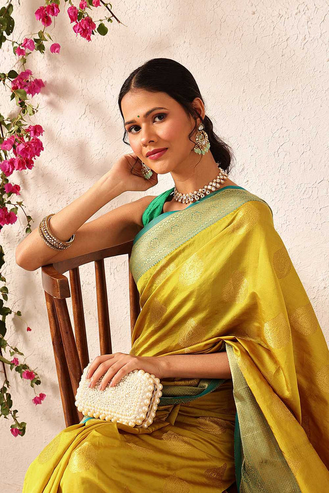 Yellow Zari Woven Kanjivaram Silk Saree