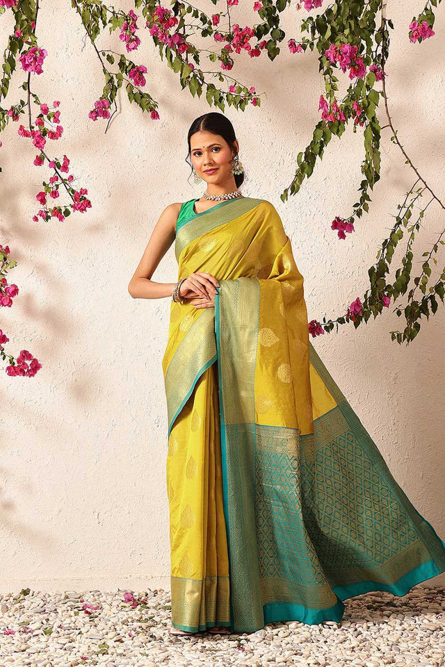 Yellow Zari Woven Kanjivaram Silk Saree