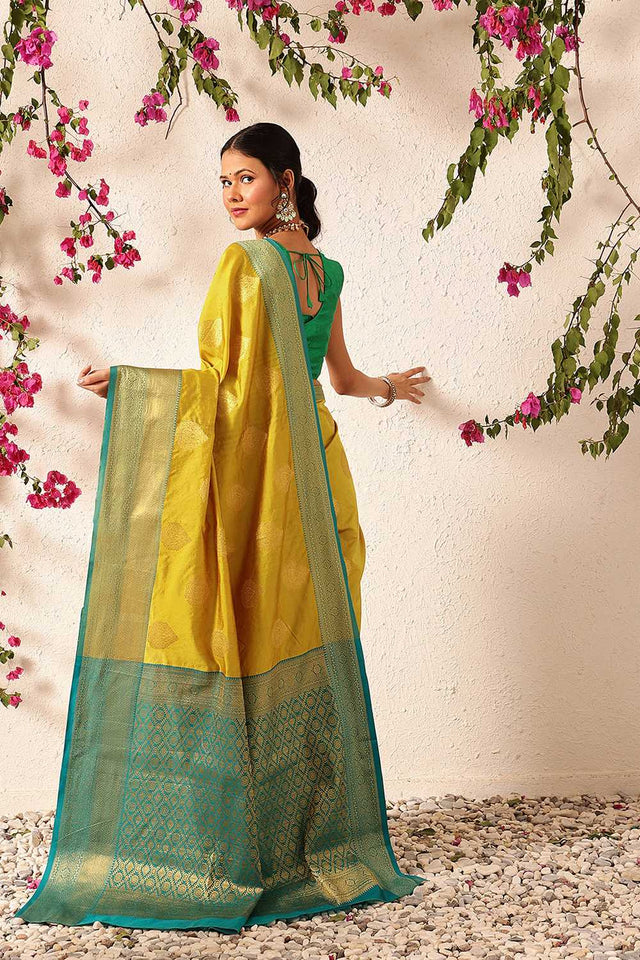 Yellow Zari Woven Kanjivaram Silk Saree