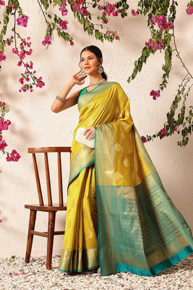 Yellow Zari Woven Kanjivaram Silk Saree