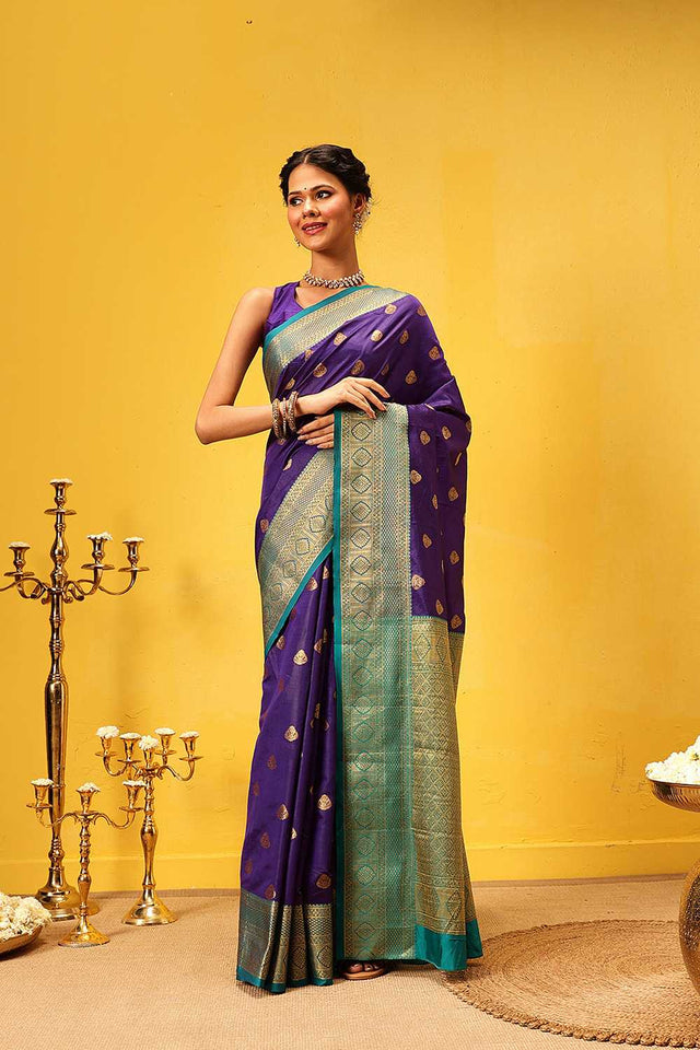 Blue Zari Woven Kanjivaram Silk Saree