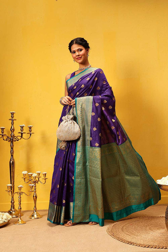 Blue Zari Woven Kanjivaram Silk Saree