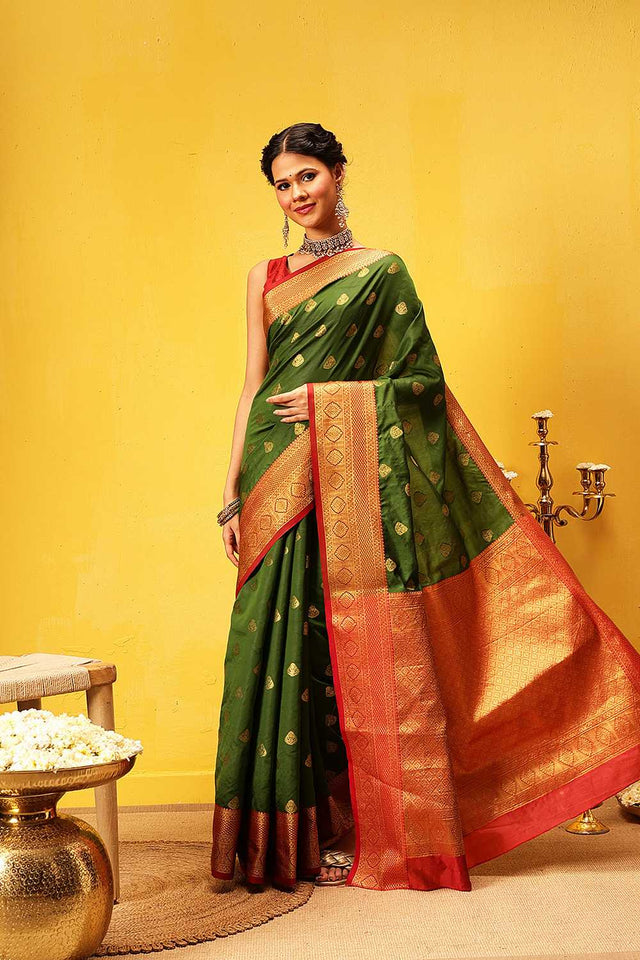 Green Zari Woven Kanjivaram Silk Saree