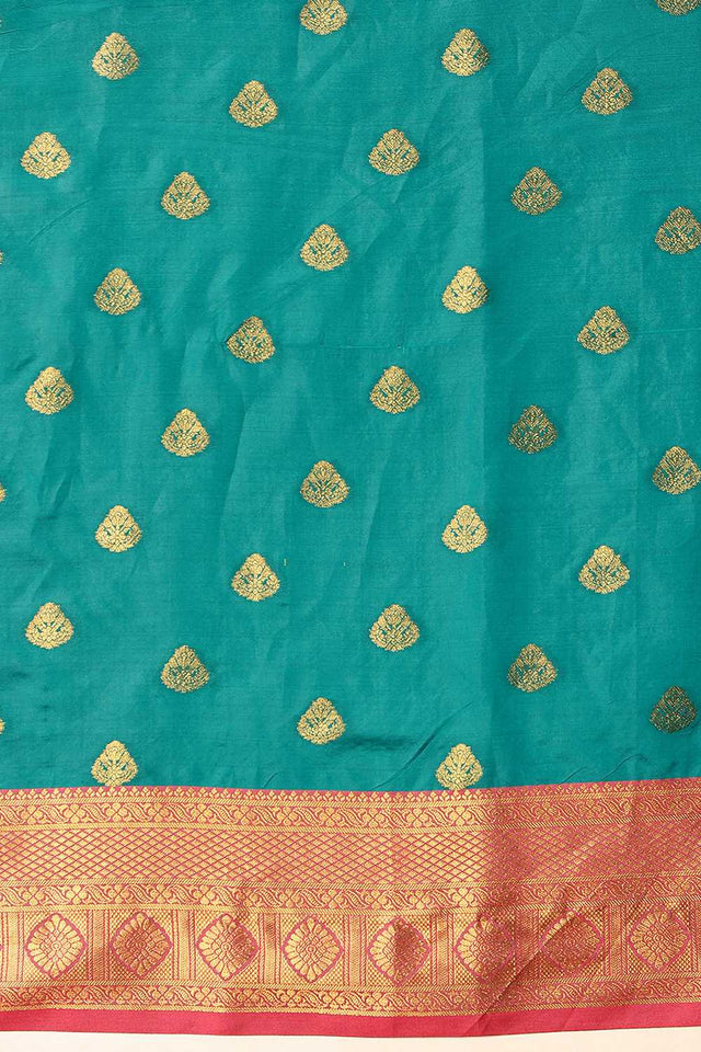 Turquoise Zari Woven Kanjivaram Silk Saree