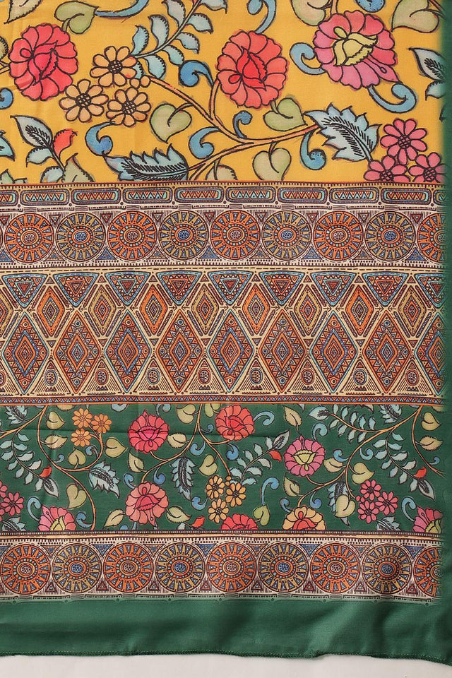Mustard Floral Printed Cotton Dupatta (SZDGDP-MU-179)