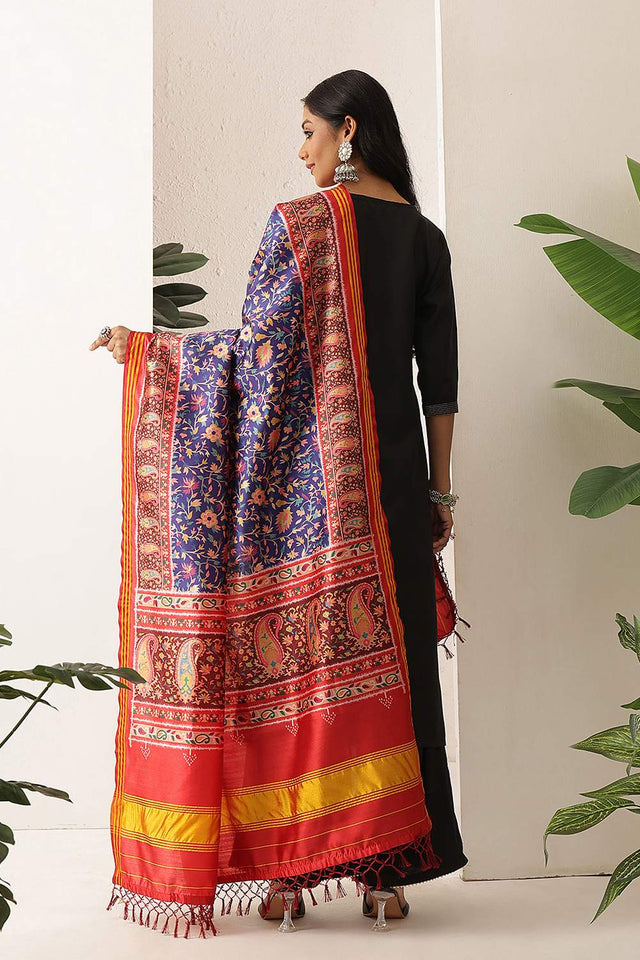 Blue Patola Printed Silk Dupatta (SZDGDP-PATOLA-170)