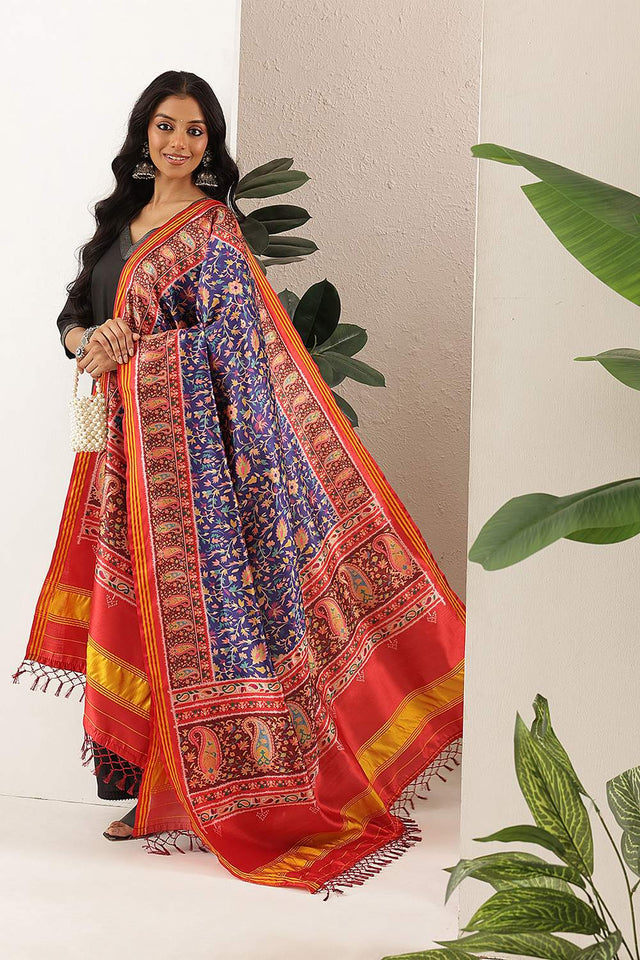 Blue Patola Printed Silk Dupatta (SZDGDP-PATOLA-170)