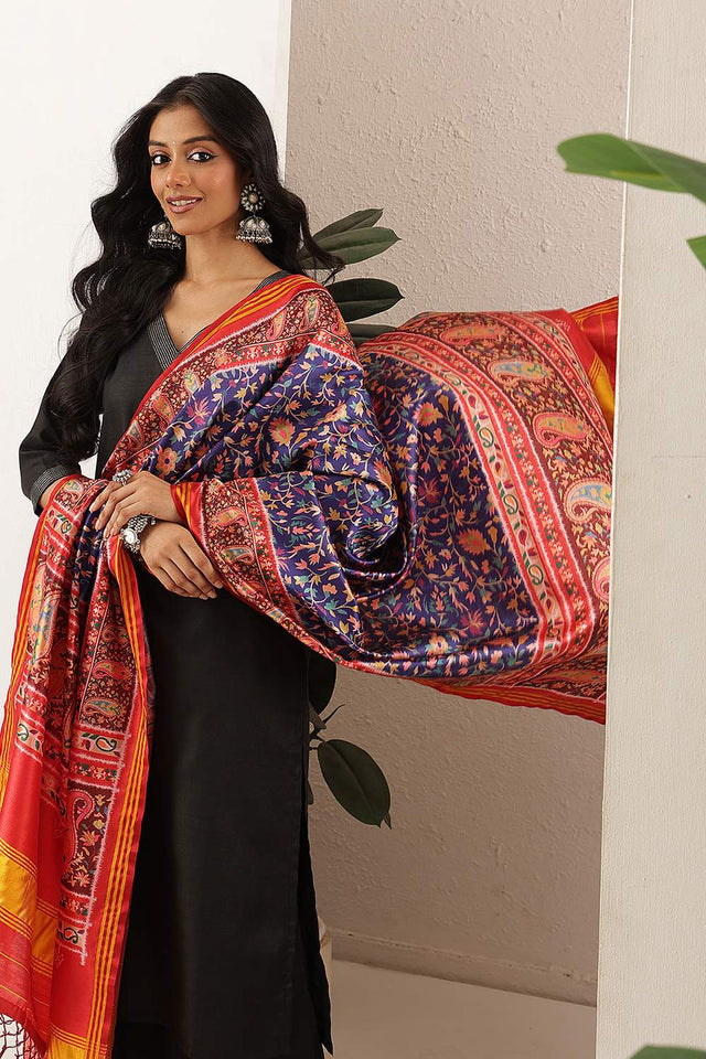 Blue Patola Printed Silk Dupatta (SZDGDP-PATOLA-170)