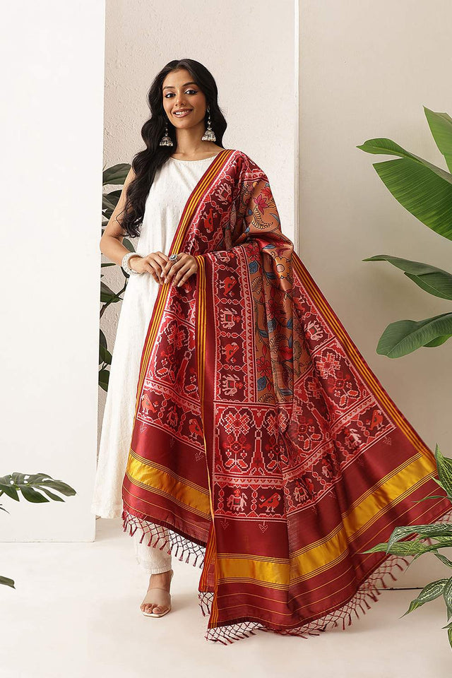 Gold Patola Printed Silk Dupatta (SZDGDP-PATOLA-171)