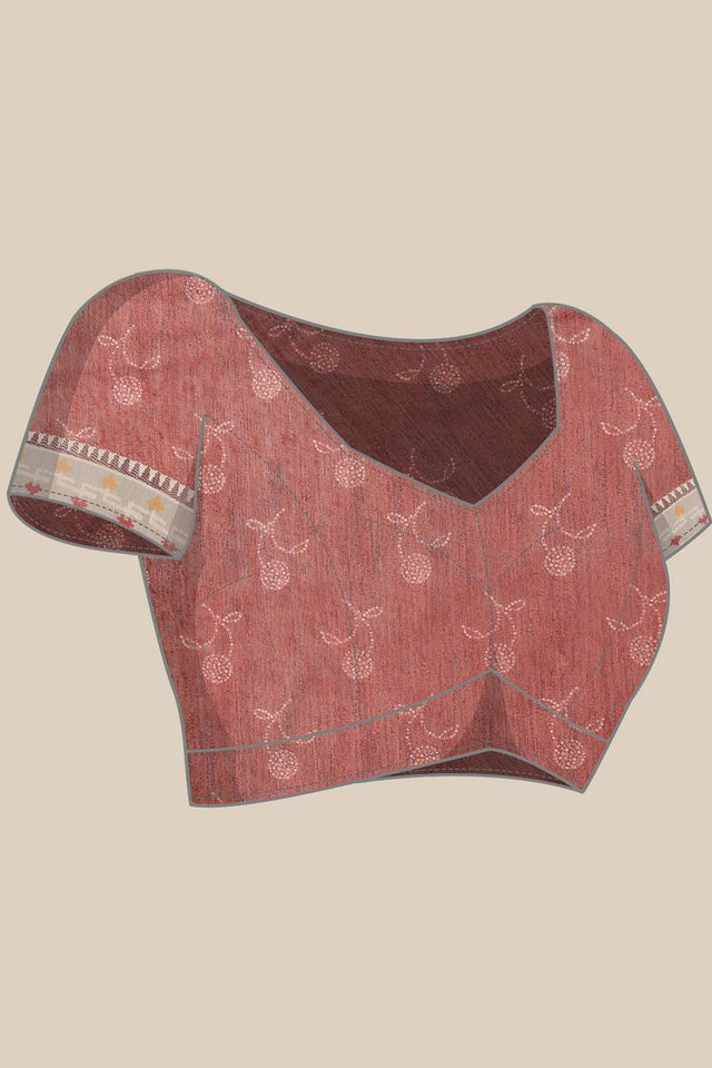 Maroon Bandhani Printed Cotton Blend Saree