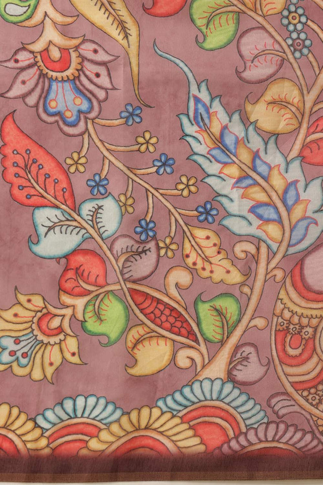 Violet Kalamkari Printed Cotton Blend Saree (SZKLD000-3144)