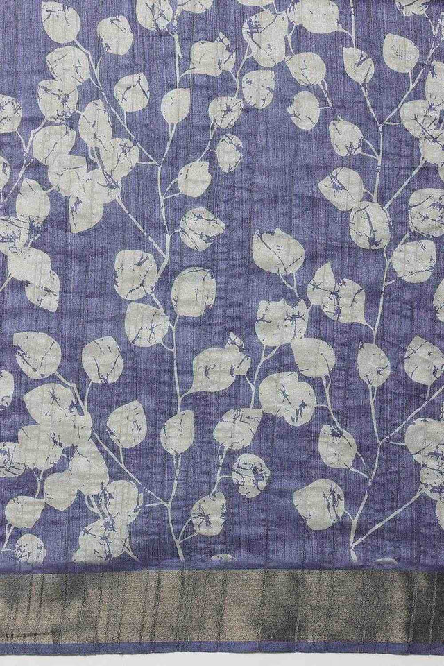 Blue Floral Printed Art Silk Ready to Wear Saree