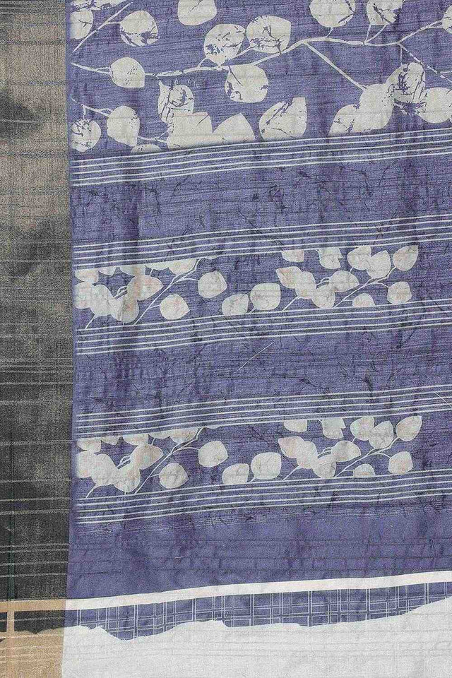 Blue Floral Printed Art Silk Ready to Wear Saree