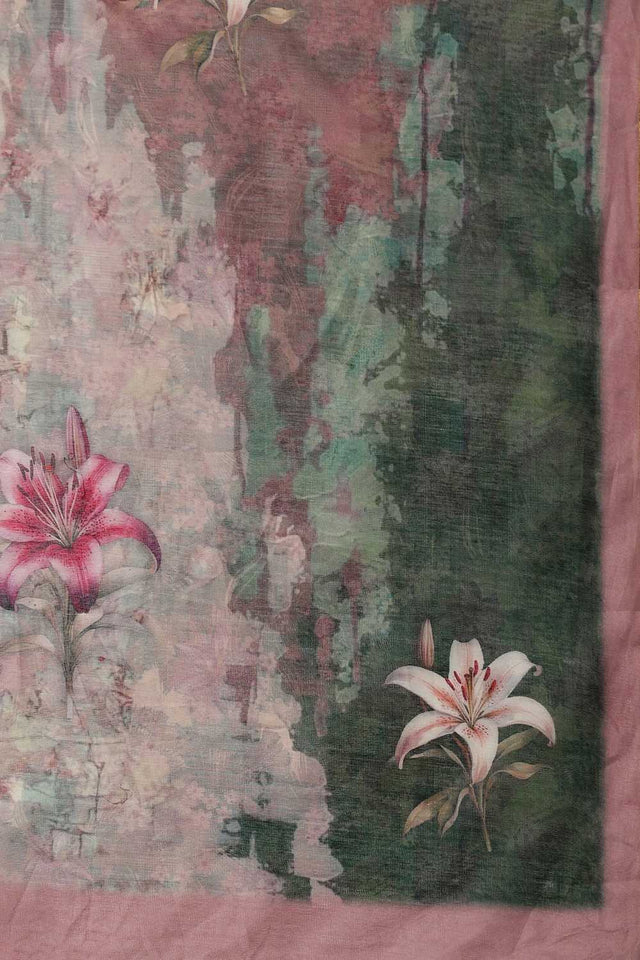 Multi Color Floral Printed Cotton Blend Ready to Wear Saree