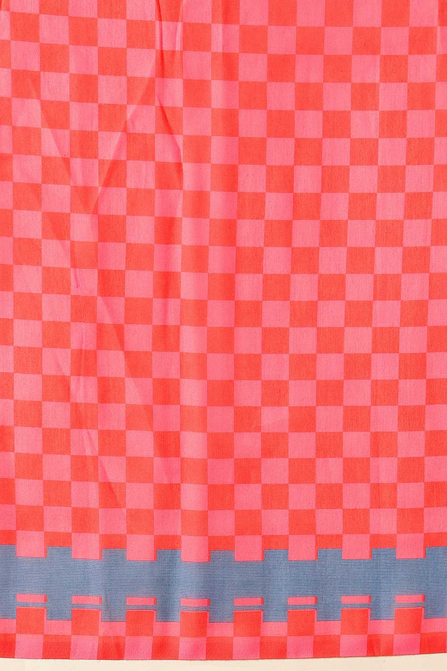 Pink Abstract Printed Mul Cotton Ready to Wear Saree