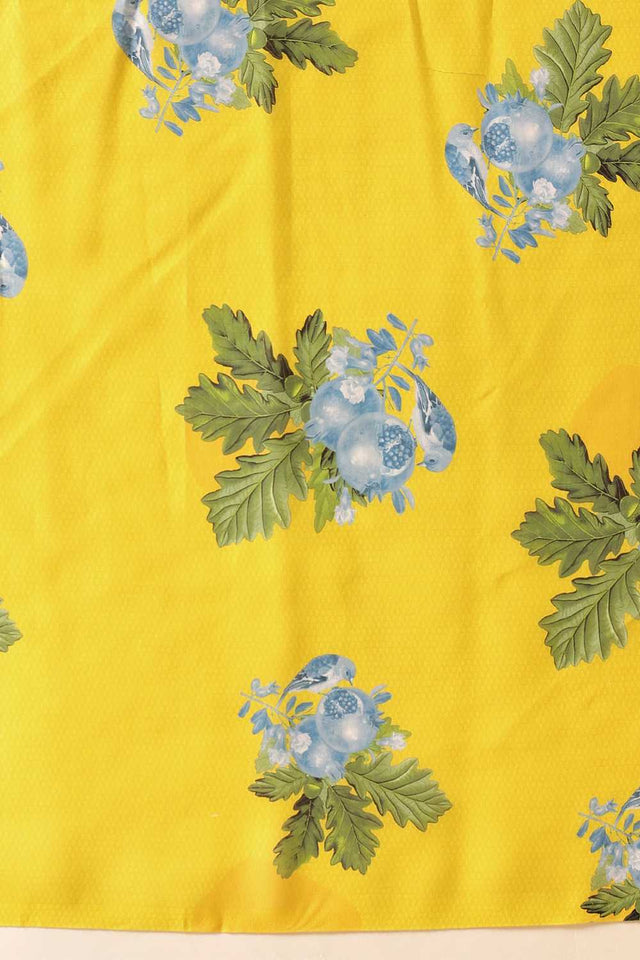 Yellow Abstract Printed Mul Cotton Ready to Wear Saree