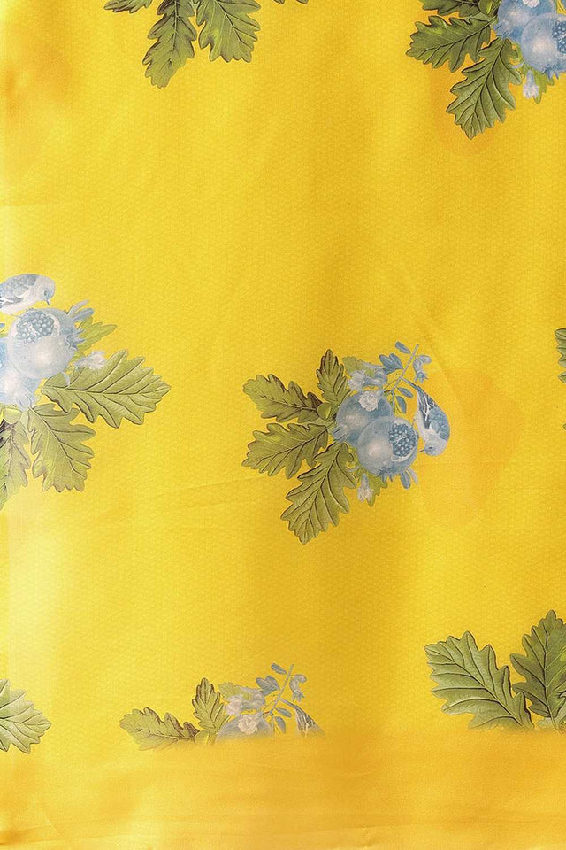 Yellow Abstract Printed Mul Cotton Ready to Wear Saree