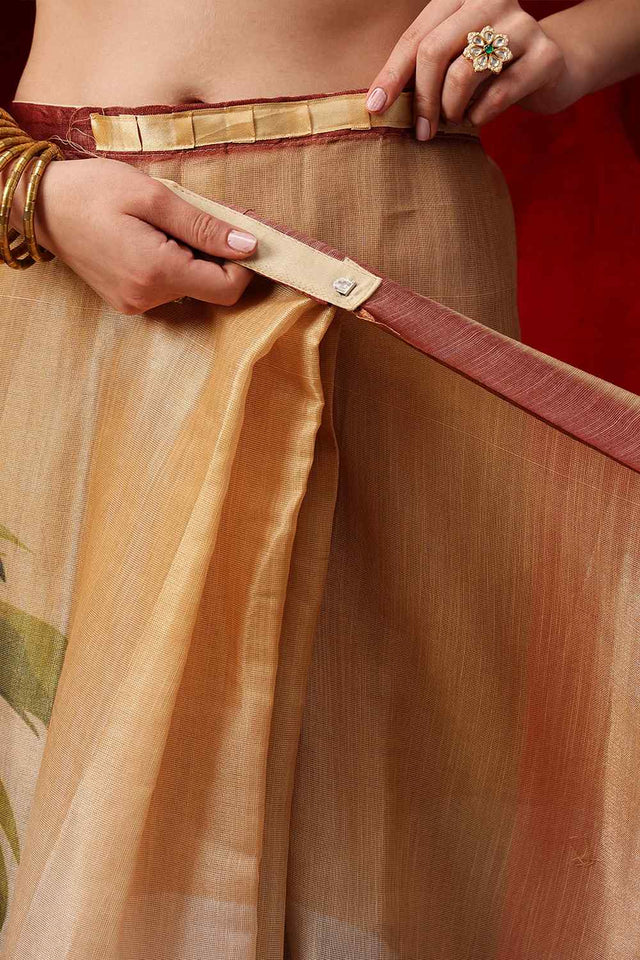 Multi Color Printed Cotton Blend Ready to Wear Saree