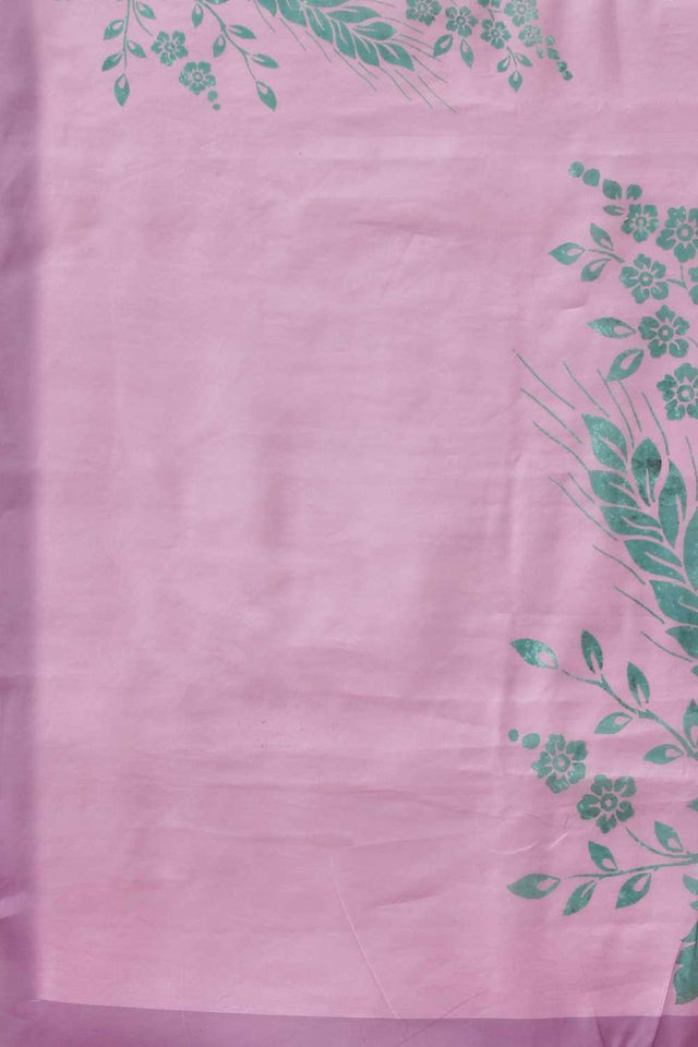 Violet Floral Printed Cotton Blend Ready to Wear Saree