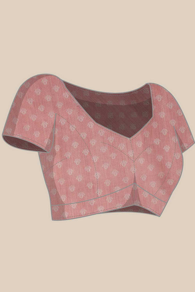 Pink Floral Printed Cotton Blend Ready to Wear Saree