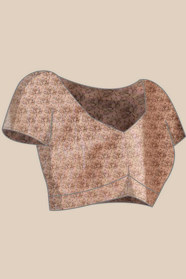 Lavender Abstract Printed Cotton Blend Ready to Wear Saree