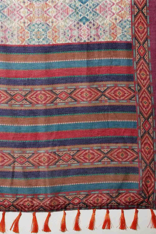 Multi Color Kalamkari Printed Cotton Blend Ready to Wear Saree