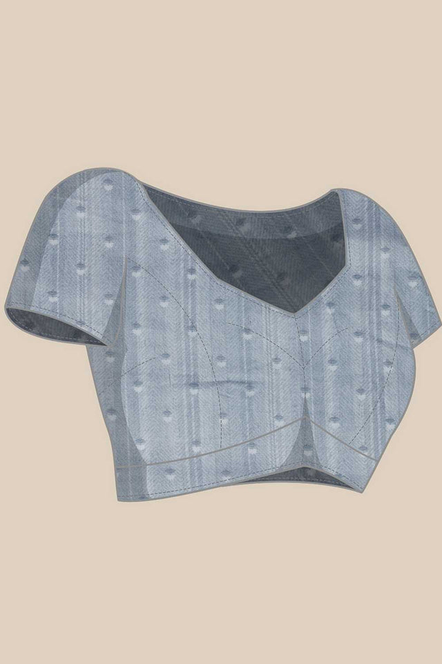 Grey Madhubani Printed Cotton Blend Ready to Wear Saree