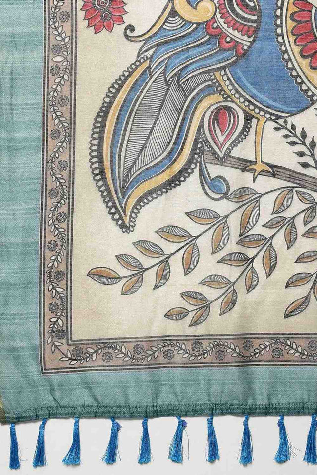 Pink Madhubani Printed Cotton Blend Ready to Wear Saree