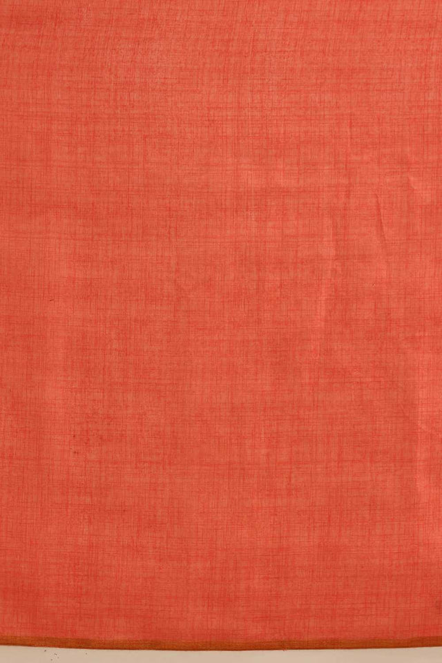 Peach Solid Cotton Blend Ready to Wear Saree
